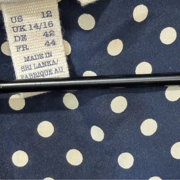 LANDS END Canvas 100% Silk Polka Dot Short Sleeve Tie Waist Dress 12 - Picture 9 of 10